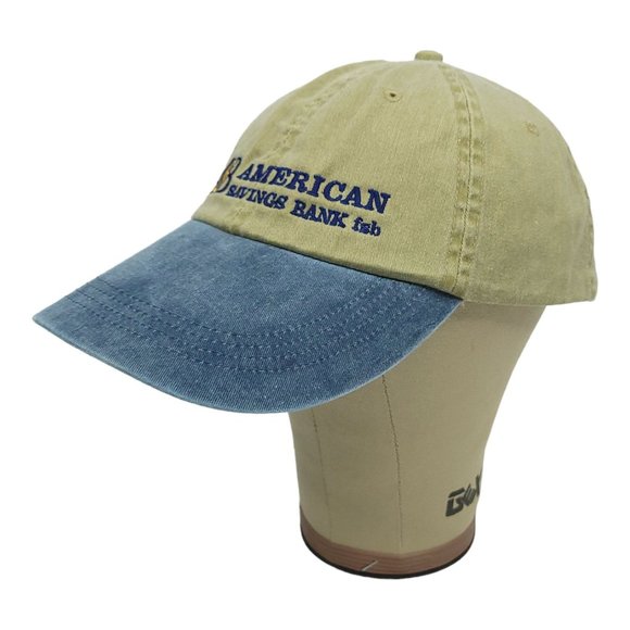 Anvil American Savings Bank Adjustable Cap Trucker Baseball Hat Blue Khaki - Picture 3 of 12